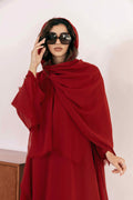  Bright Red sheer Abaya with tassel trim